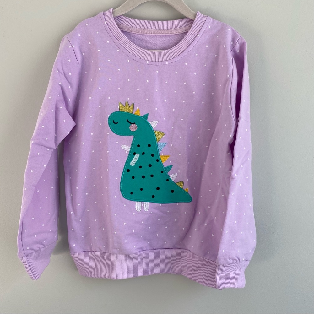 🌷 Unlabeled Cotton-Blend Purple Dinosaur Sweatshirt